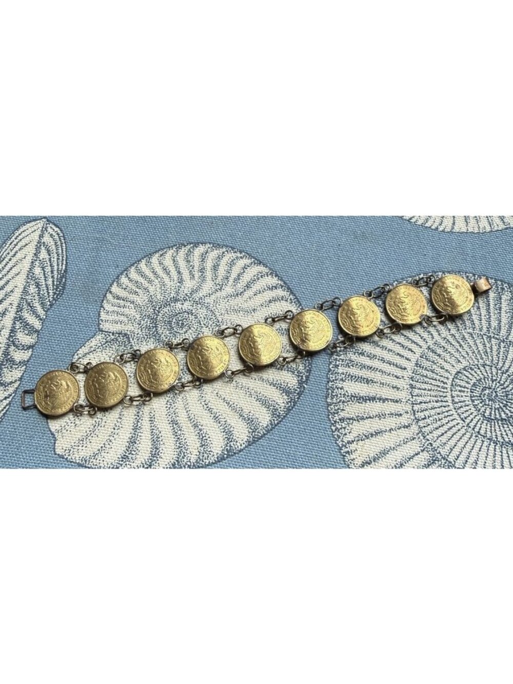 Vintage Bracelet Coin Bracelet Brass Mexico Mexican Coins 1950's Craftsman